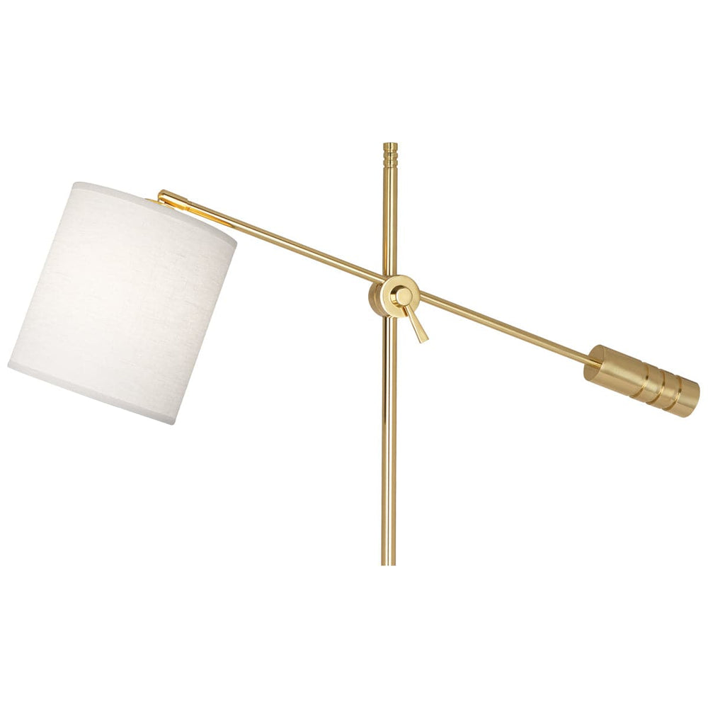 Campbell Floor Lamp-Robert Abbey Fine Lighting-ABBEY-292-Floor LampsModern Brass Finish-White Shade-2-France and Son