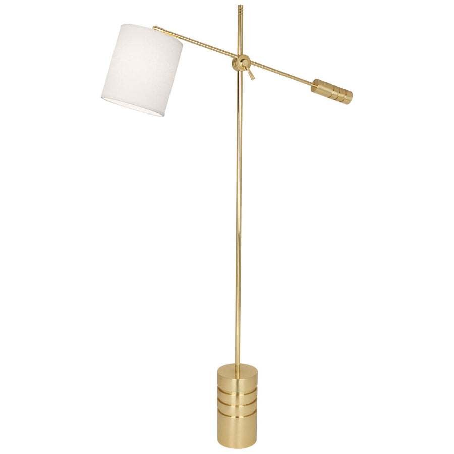 Campbell Floor Lamp-Robert Abbey Fine Lighting-ABBEY-292-Floor LampsModern Brass Finish-White Shade-1-France and Son