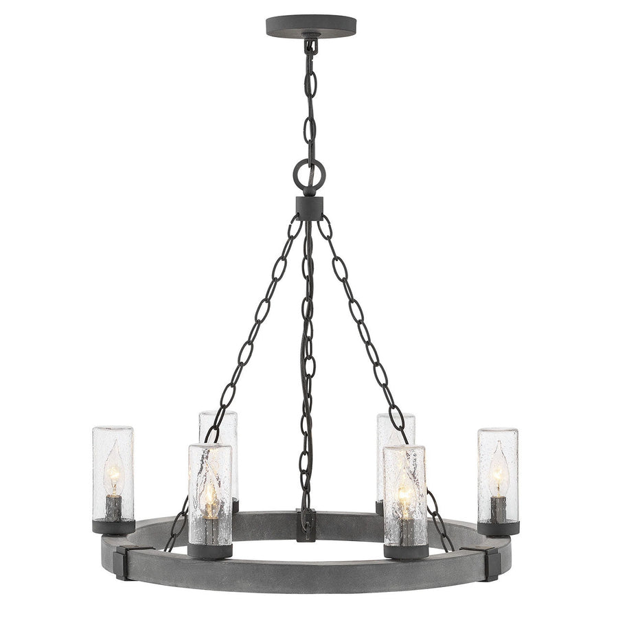 Outdoor Sawyer Medium Single Tier - 24"-Hinkley Lighting-HINKLEY-29206DZ-LV-ChandeliersAged Zinc-With LED-1-France and Son