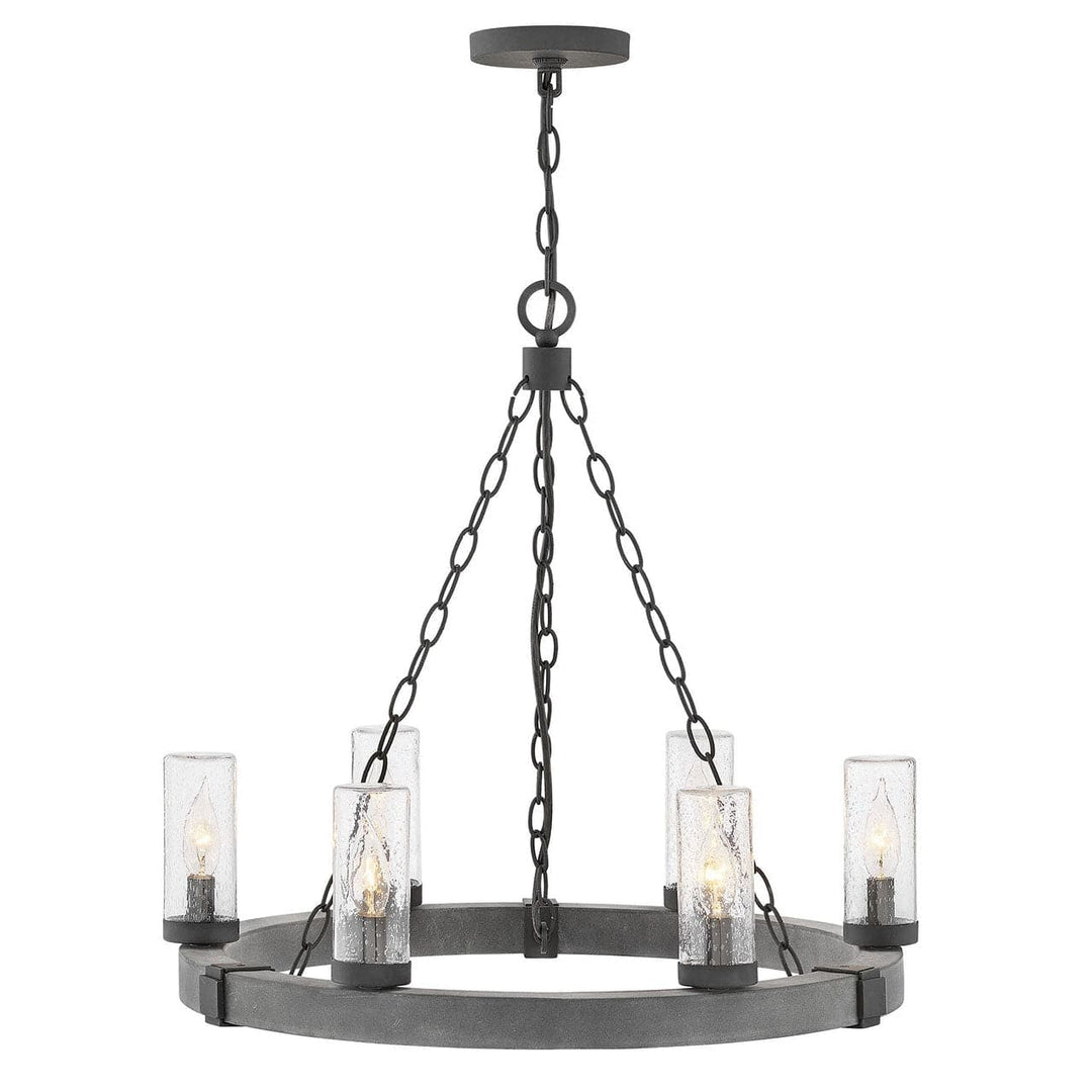Outdoor Sawyer Medium Single Tier - 24"-Hinkley Lighting-HINKLEY-29206DZ-LV-ChandeliersAged Zinc-With LED-1-France and Son