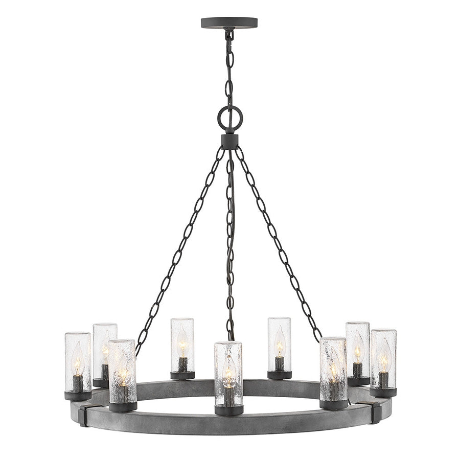 Outdoor Sawyer - Large Single Tier-Hinkley Lighting-HINKLEY-29208DZ-LL-1-Outdoor ChandeliersAged Zinc - W/LED Light-1-France and Son