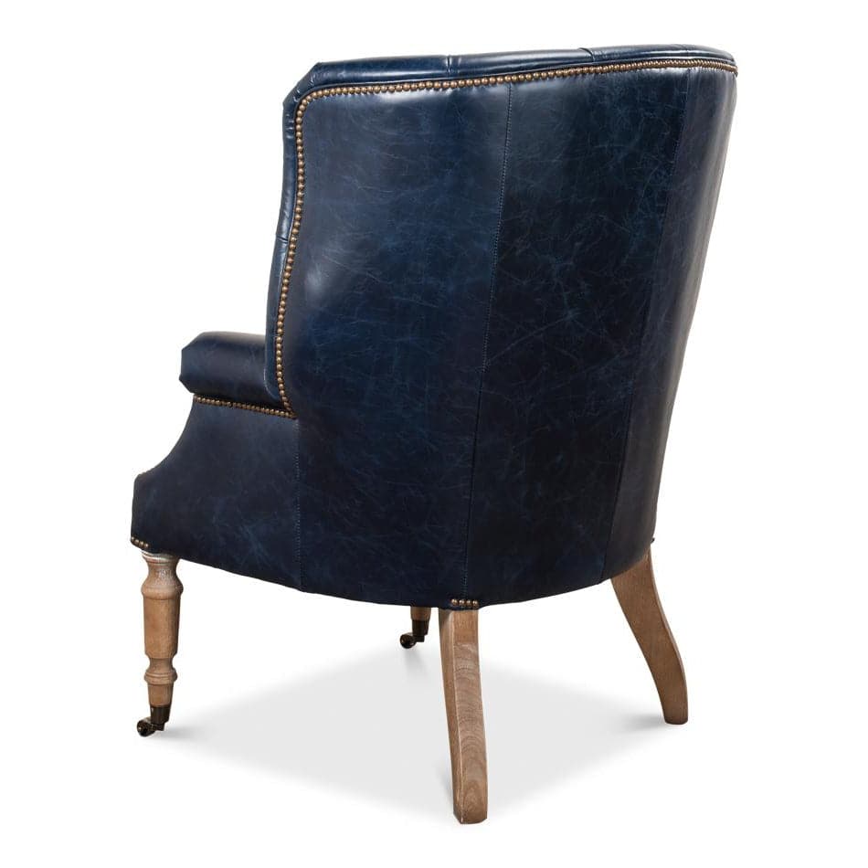 Welsh Blue Leather Chair-SARREID-SARREID-29727-Lounge Chairs-7-France and Son