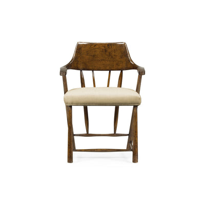 Smokers Style Dining Arm Chair-Jonathan Charles-JCHARLES-492783-DTM-F400-Dining ChairsMedium Driftwood-26-France and Son