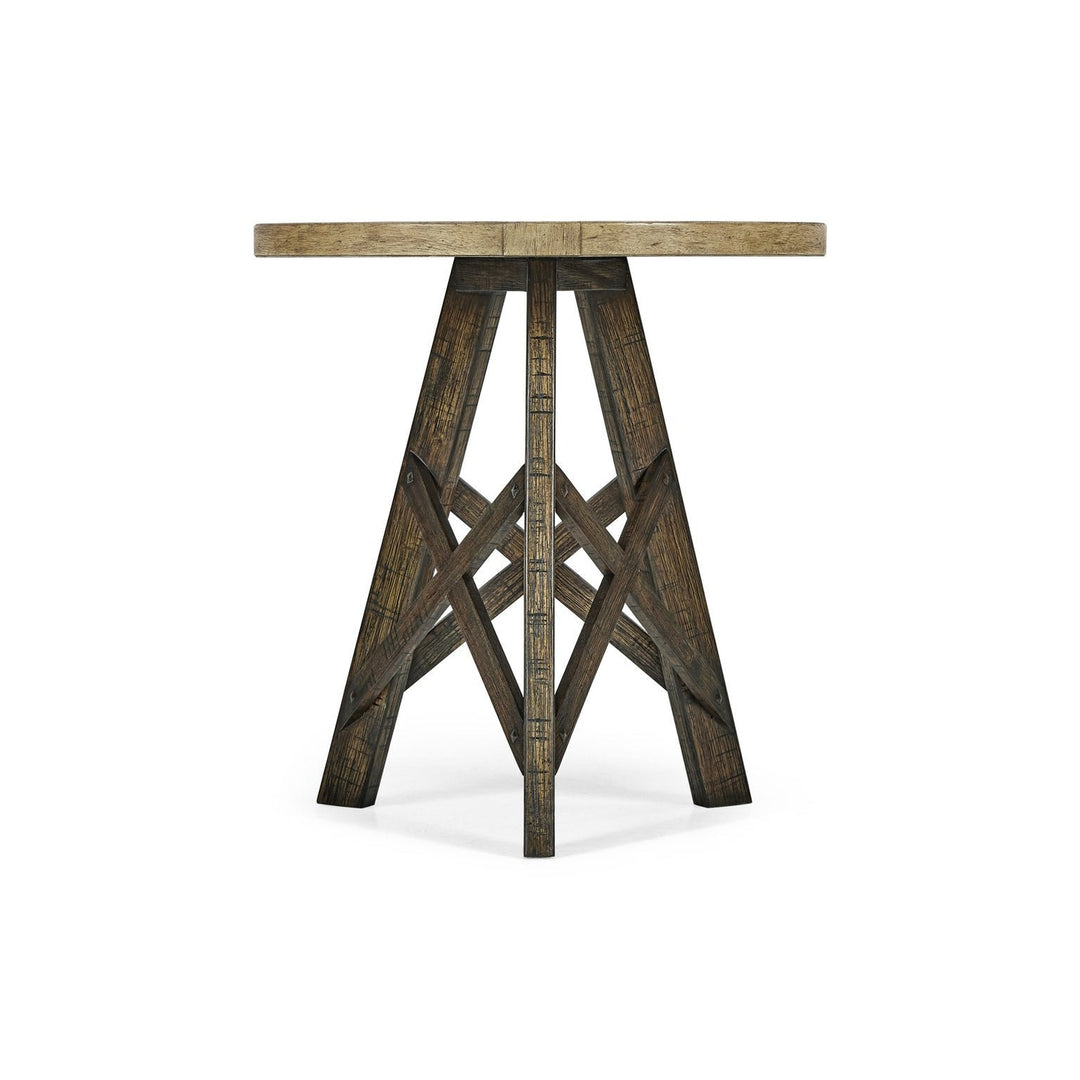 Rustic Circular Lamp Table-Jonathan Charles-JCHARLES-491075-CFW-Side TablesCountry Walnut-6-France and Son