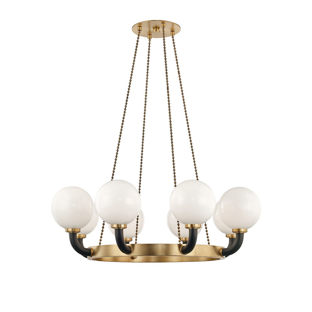 Werner Black Pendant 8 Lamp Aged Brass / Black-Hudson Valley-HVL-3646-AGB/BK-Pendants-1-France and Son