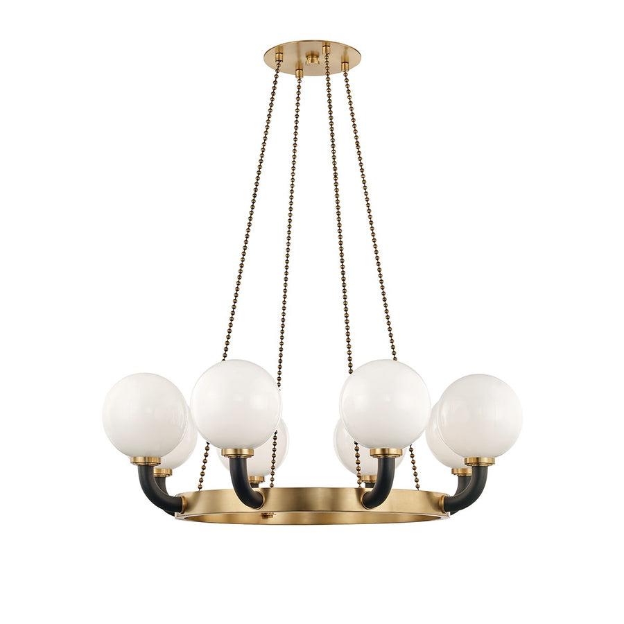 Werner Black Pendant 8 Lamp Aged Brass / Black-Hudson Valley-HVL-3646-AGB/BK-Pendants-1-France and Son