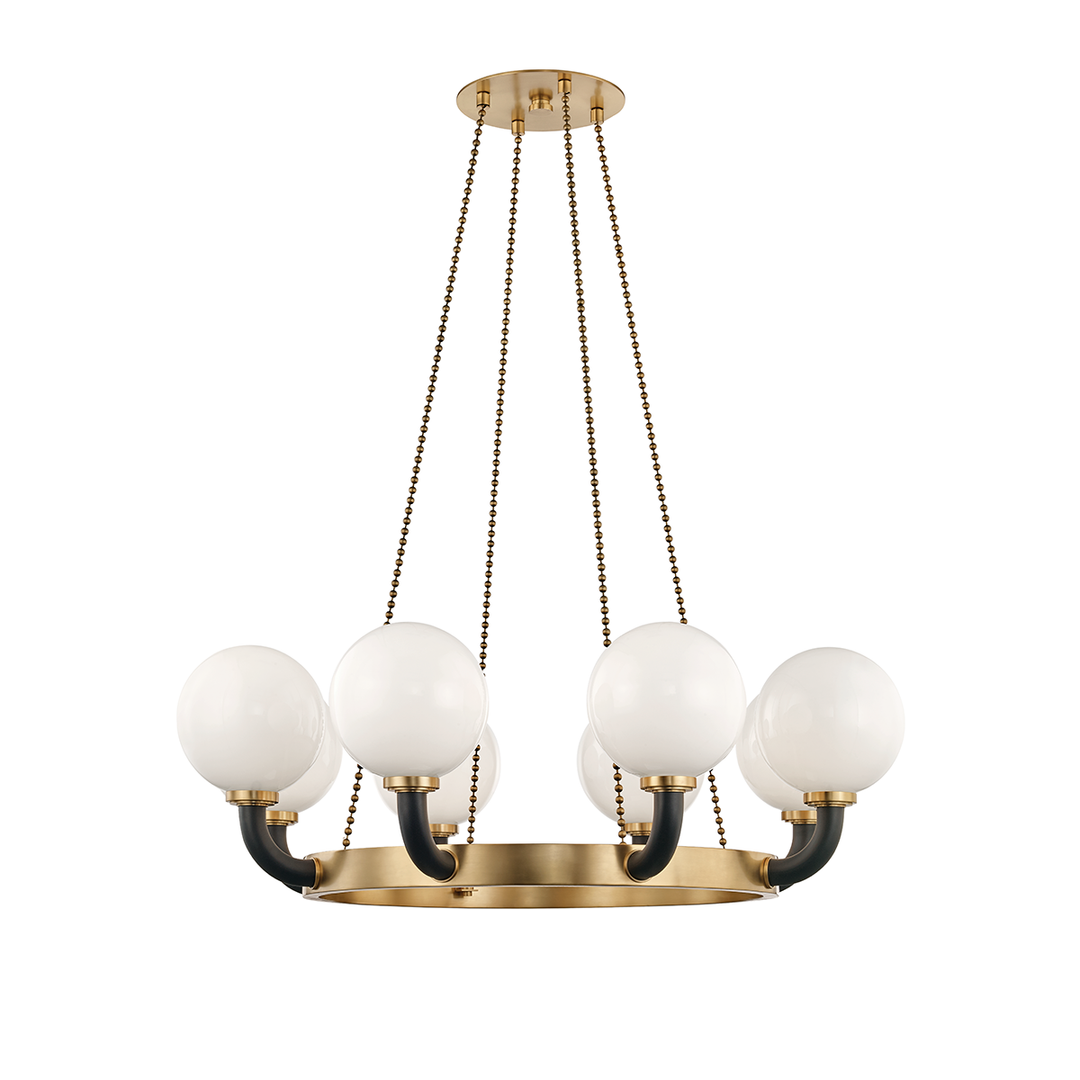 Werner Black Pendant 8 Lamp Aged Brass / Black-Hudson Valley-HVL-3646-AGB/BK-Pendants-3-France and Son