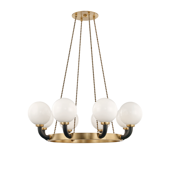 Werner Black Pendant 8 Lamp Aged Brass / Black-Hudson Valley-HVL-3646-AGB/BK-Pendants-3-France and Son