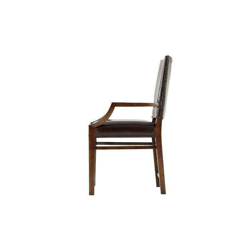 Tireless Campaign Armchair - Leather - Set of 2-Theodore Alexander-THEO-4100-906DC-Dining Chairs-3-France and Son