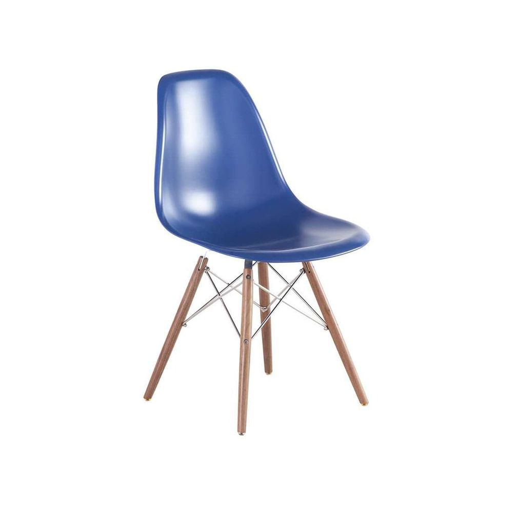 Fiberglass Shell Dining Side Chair - Blue with Walnut Legs
