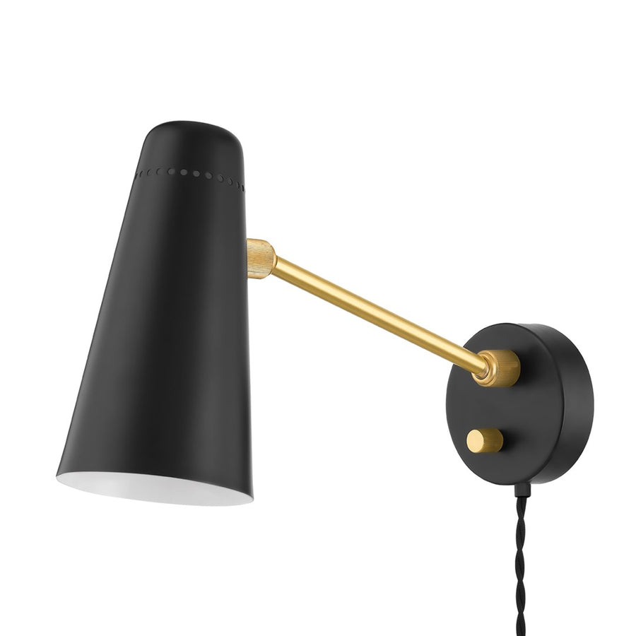 Alex 1 Light Portable Wall Sconce-Mitzi-HVL-HL598201-AGB/SBK-Wall SconcesAged Brass Black-1-France and Son