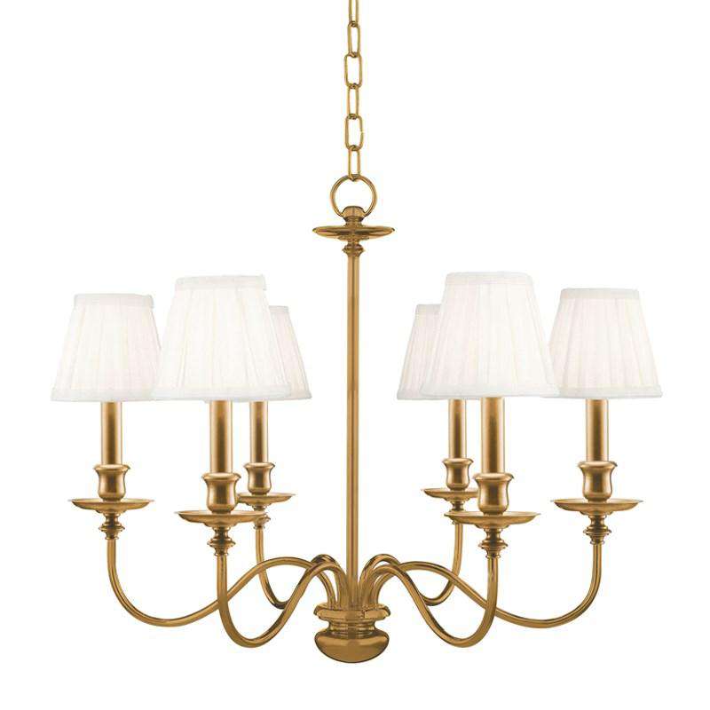Menlo Park 6 Light Chandelier Aged Brass-Hudson Valley-HVL-4036-AGB-Chandeliers-1-France and Son