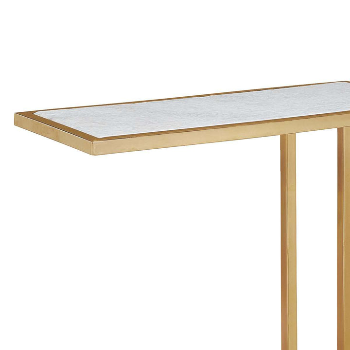 Echelon Sofa Hugger Table - Natural Brass-Regina Andrew Design-RAD-30-1015NB-Side Tables-2-France and Son