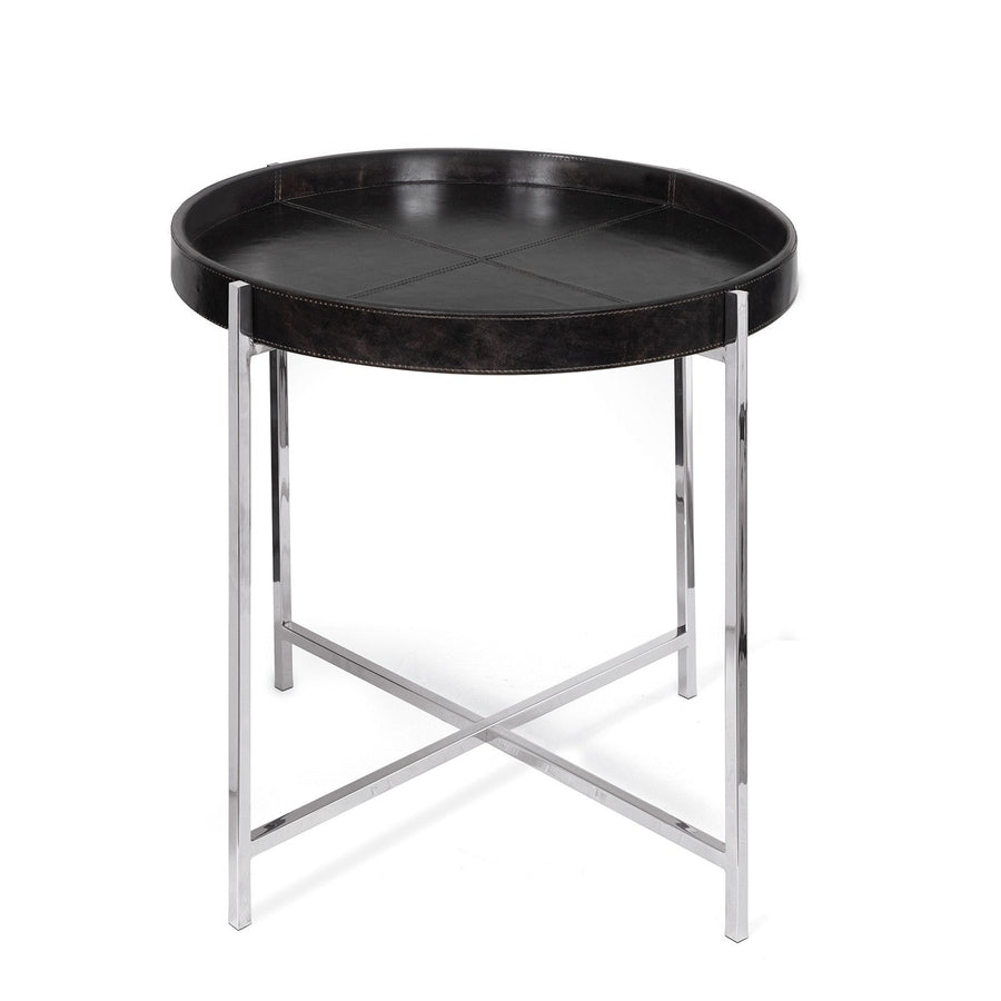 Derby Leather Tray Table-Regina Andrew Design-RAD-30-1173BLK-Side TablesBlack-1-France and Son