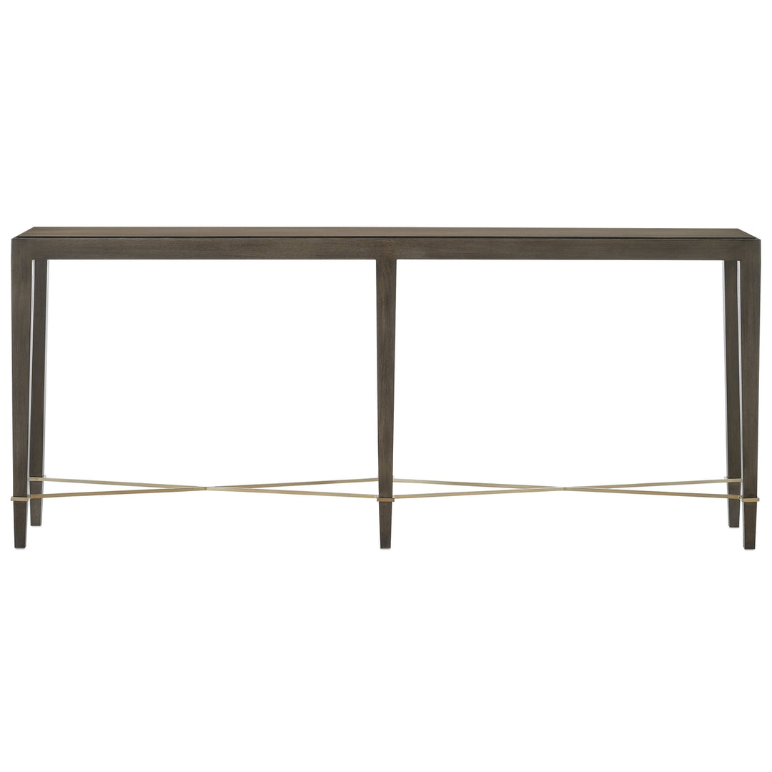 Verona Console Table-Currey-CURY-3000-0097-Console TablesBlack Lacquered Linen/Champagne-7-France and Son