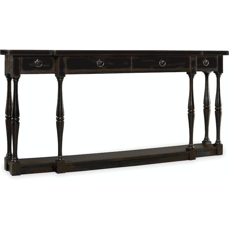 Sanctuary Four-Drawer Thin Console-Hooker-HOOKER-3005-85001-Console TablesEbony-1-France and Son