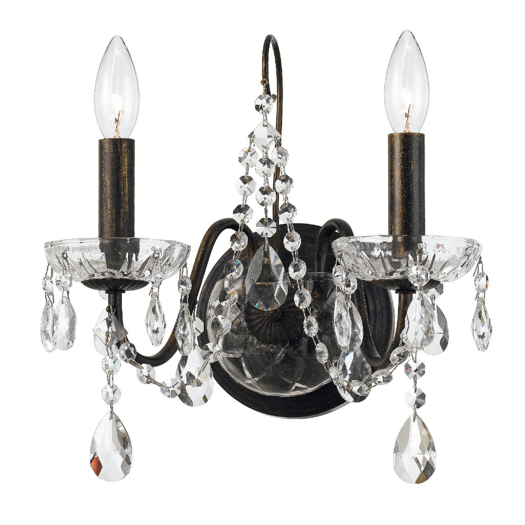 Butler 2 Light Clear Crystal Sconce-Crystorama Lighting Company-CRYSTO-3022-EB-CL-MWP-Wall Lighting-1-France and Son