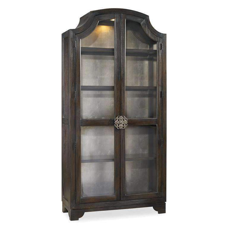 Sanctuary Glass Bunching Curio-Ebony Antiqued Oak-Hooker-HOOKER-3031-50001-Bookcases & Cabinets-1-France and Son
