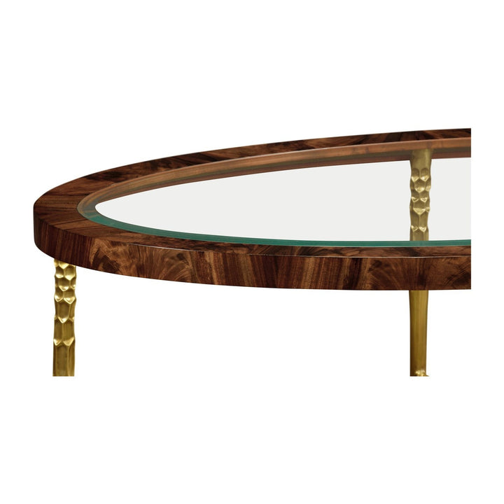 Oval Coffee Table with Brass Base-Jonathan Charles-JCHARLES-495649-MBL-Coffee TablesBleached Mahogany-7-France and Son