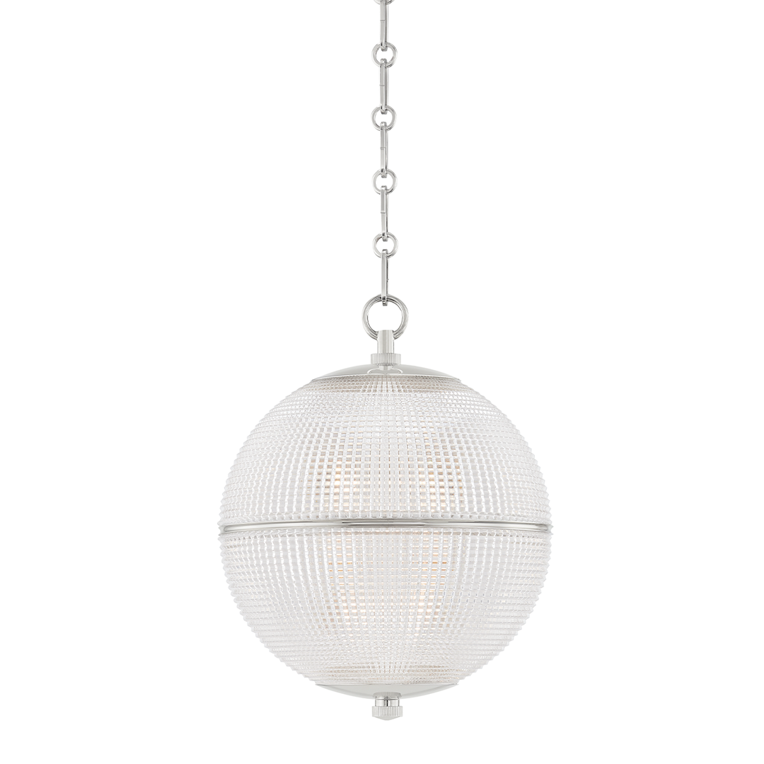 Sphere No. 3 1 Light Small Pendant Polished Nickel-Hudson Valley-HVL-MDS800-PN-Pendants-1-France and Son