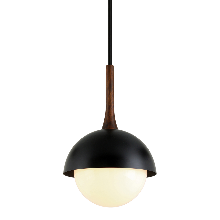 Cadet 1 Light Pendant Black And Natural Acacia-Troy Lighting-TROY-F7644-SBK-Pendants-1-France and Son