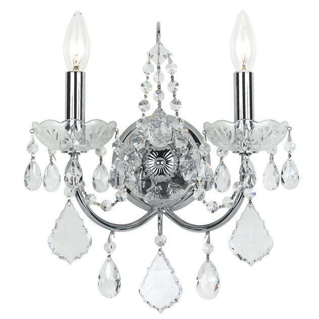 Imperial 2 Light Chrome Sconce-Crystorama Lighting Company-CRYSTO-3222-CH-CL-MWP-Wall LightingClear Crystal-1-France and Son