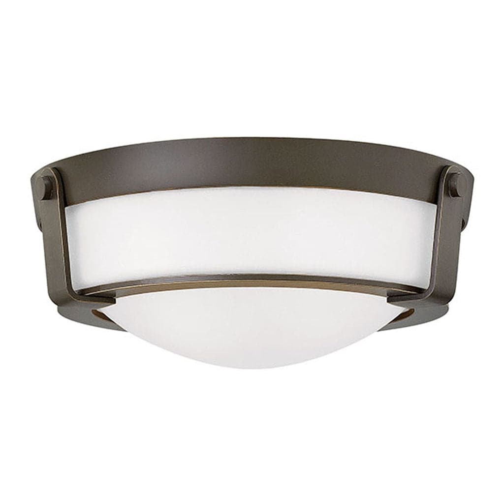 Foyer Hathaway Small Flush Mount-Hinkley Lighting-HINKLEY-3223OB-WH-Flush MountsAmber Glass-Olde Bronze with Etched White glass-5-France and Son