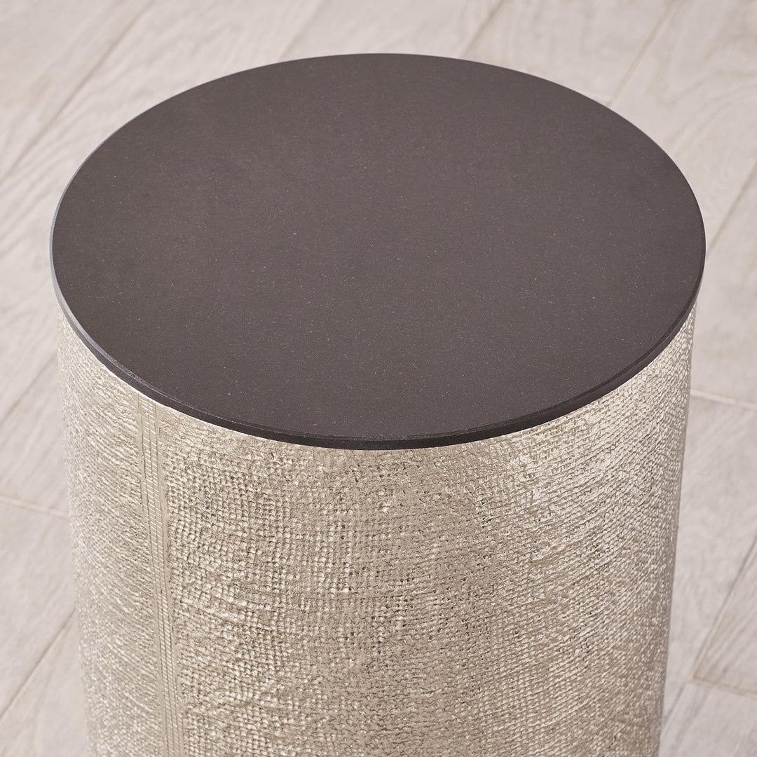 Hemp Etched Barrel Table-Global Views-GVSA-7.91051-Side TablesBlack Nickel-5-France and Son