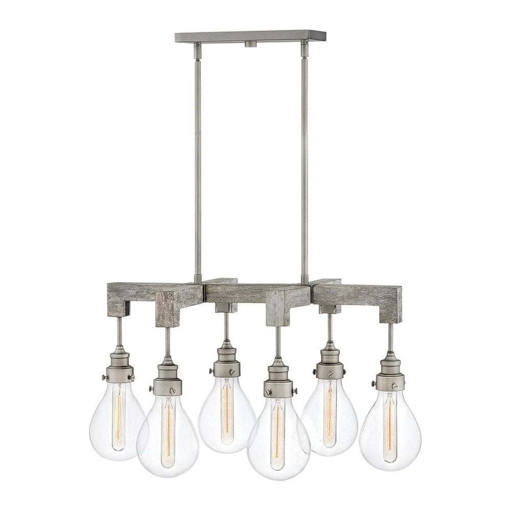 Chandelier Denton Medium Six Light Linear-Hinkley Lighting-HINKLEY-3268PW-ChandeliersDriftwood Gray-2-France and Son