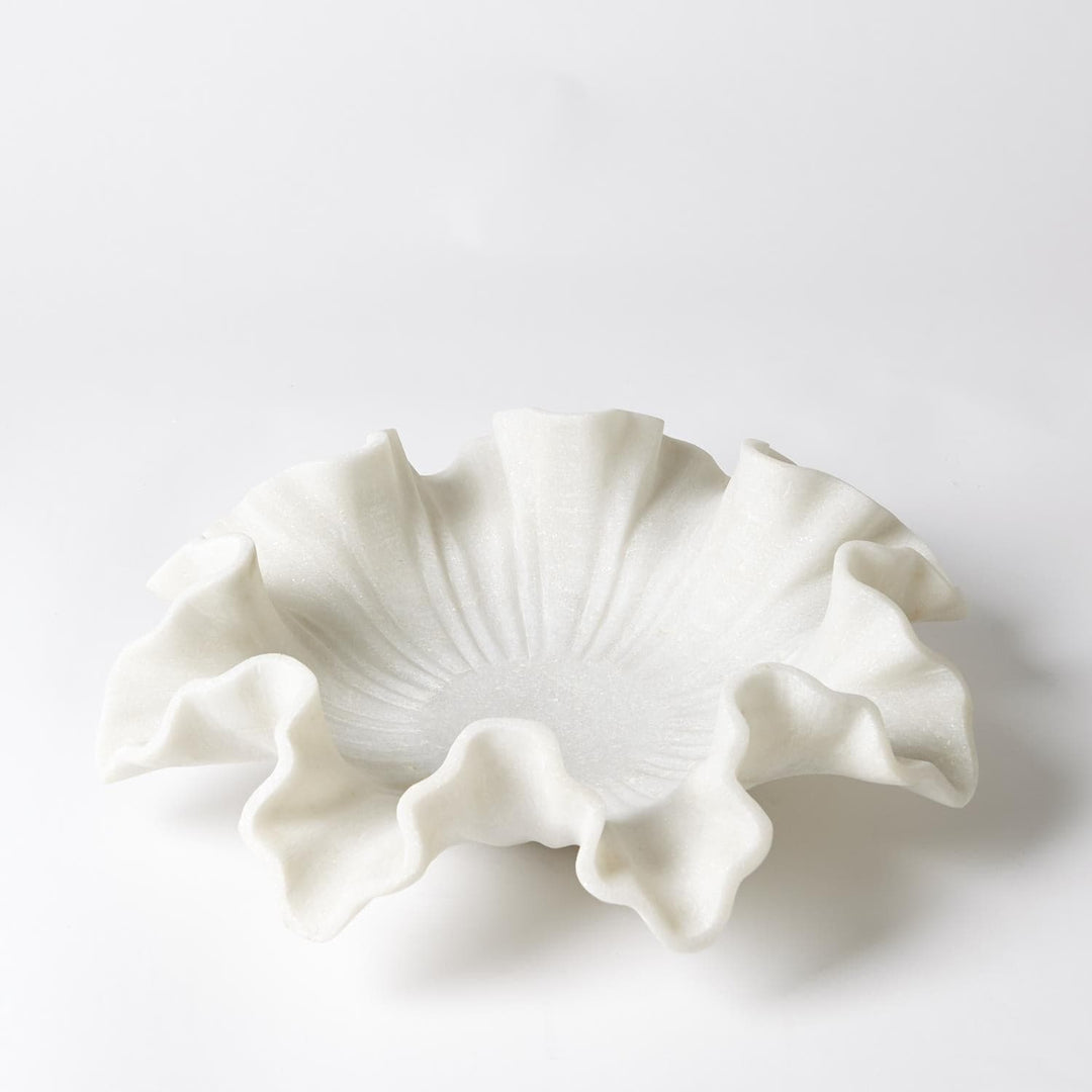 Marble Ruffle Bowl-Global Views-GVSA-9.93038-Decorative ObjectsMedium-White-3-France and Son