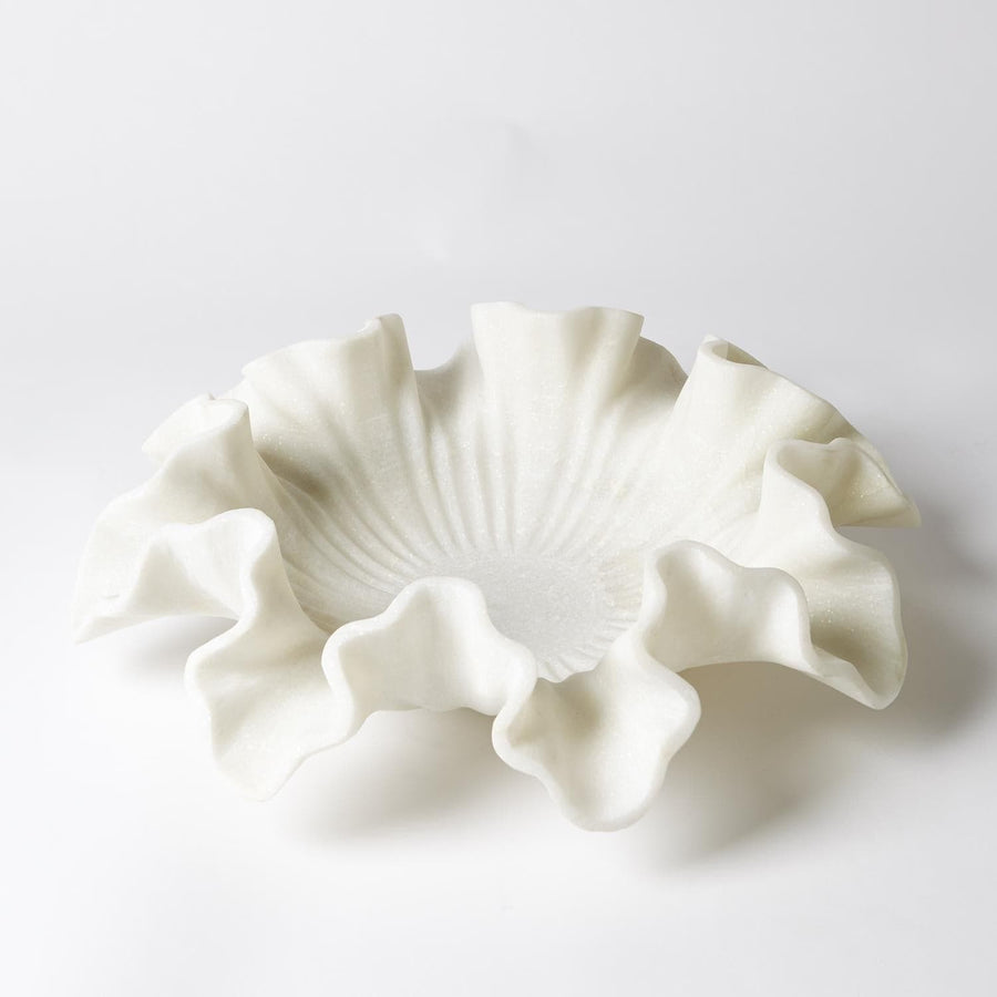 Marble Ruffle Bowl-Global Views-Decorative ObjectsLarge-White-1-France and Son