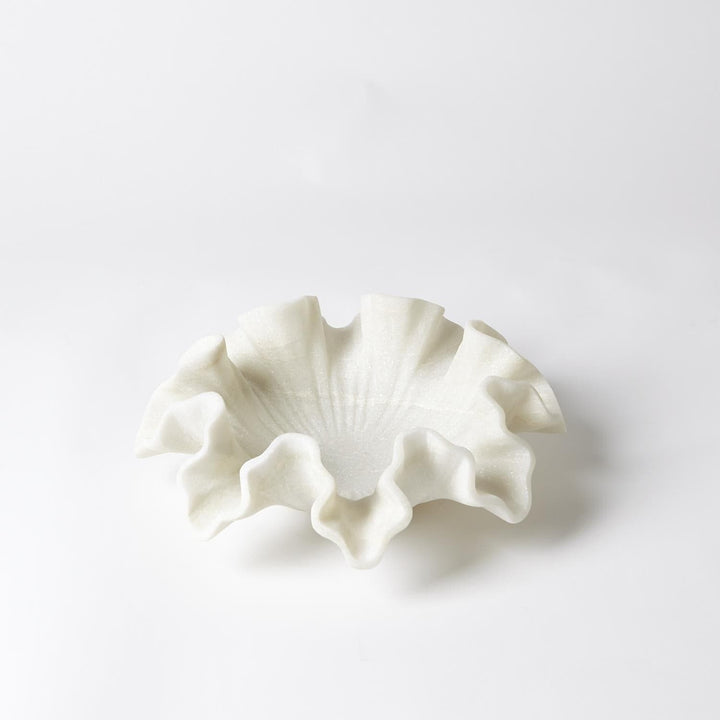 Marble Ruffle Bowl-Global Views-GVSA-9.93037-Decorative ObjectsLarge-White-4-France and Son