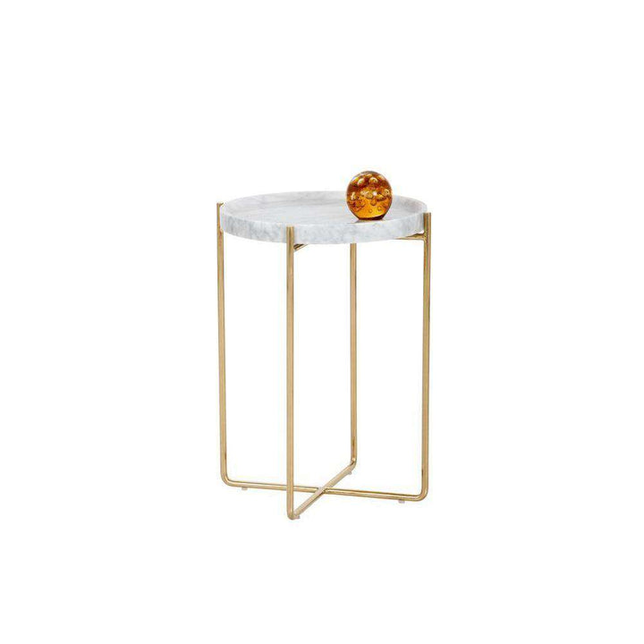 Liv Side Table - White Marble-Sunpan-SUNPAN-102096-Side Tables-4-France and Son