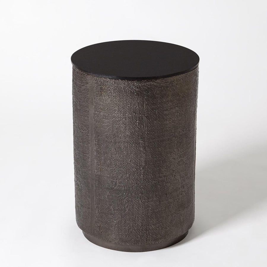 Hemp Etched Barrel Table-Global Views-GVSA-7.91051-Side TablesBlack Nickel-1-France and Son