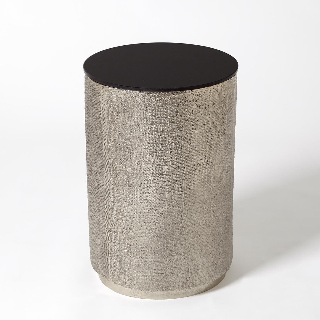 Hemp Etched Barrel Table-Global Views-GVSA-7.91052-Side TablesAntique Nickel-4-France and Son