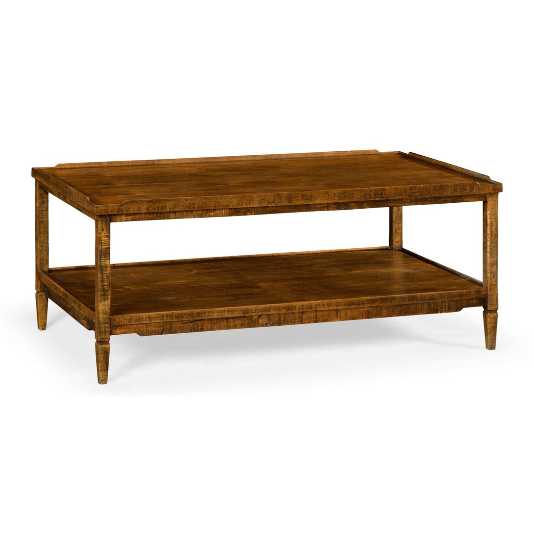 Casual Distressed Coffee Table-Jonathan Charles-JCHARLES-491021-CFW-Coffee TablesCountry Walnut-1-France and Son
