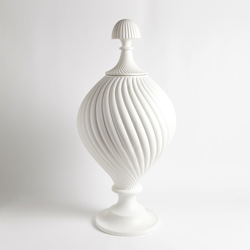 Grande Swirl Jar - Matte White-Global Views-GVSA-1.10689-Decorative Objects-1-France and Son