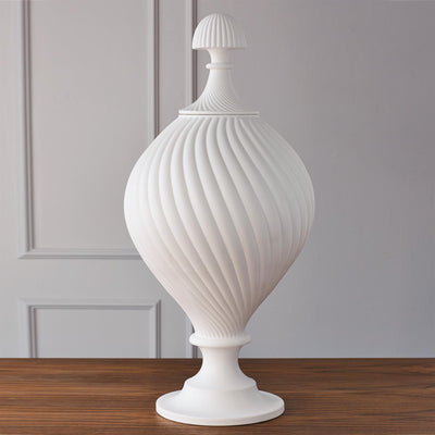 Grande Swirl Jar - Matte White-Global Views-GVSA-1.10689-Decorative Objects-2-France and Son