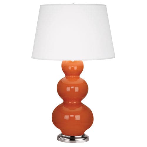 Triple Gourd Table Lamp - Antique Silver 32.75"H-Robert Abbey Fine Lighting-ABBEY-352X-Table LampsPumpkin-31-France and Son