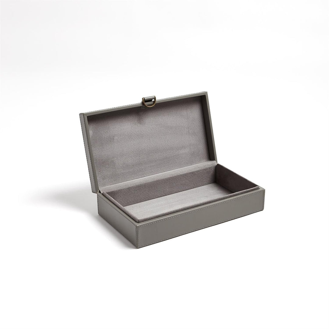 Marbled Leather D Ring Box-Dark Grey-Lg-Global Views-GVSA-9.93358-Baskets & BoxesLarge-3-France and Son