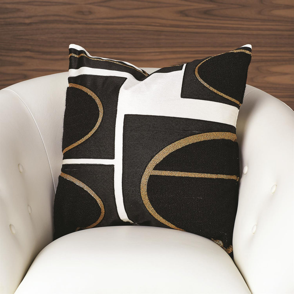 Brass Loop Pillow - Beige/Black-Global Views-GVSA-9.93378-Pillows-2-France and Son