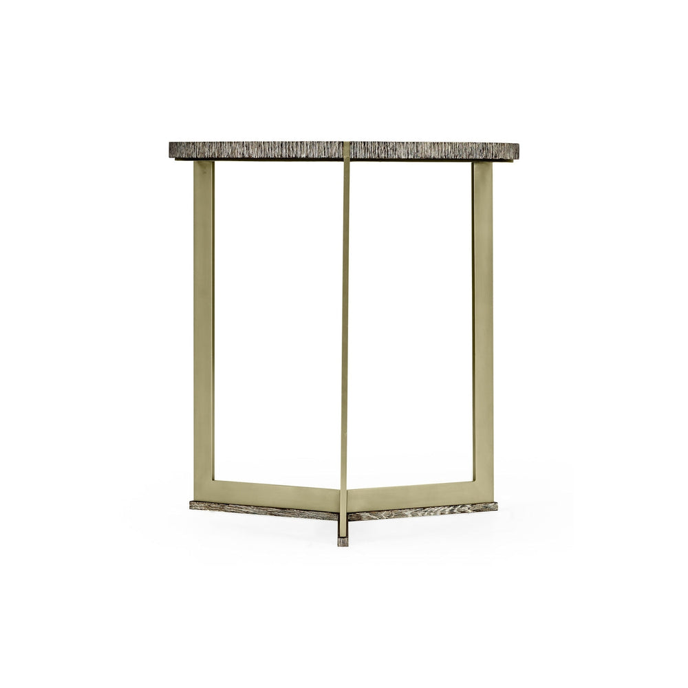 Geometric Round Oak & Brass End Table-Jonathan Charles-JCHARLES-500336-DFO-Tables-2-France and Son