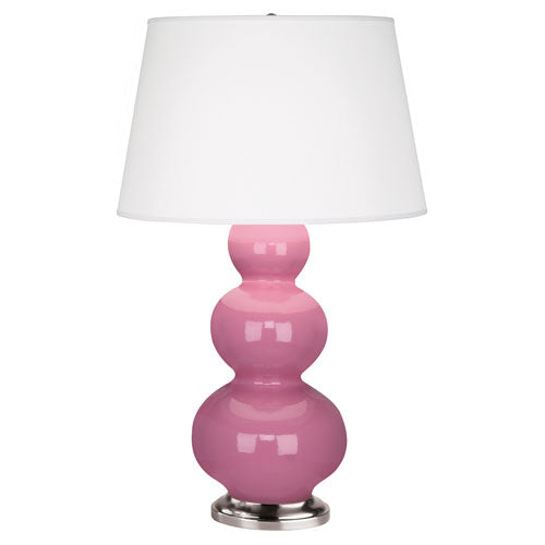 Triple Gourd Table Lamp - Antique Silver 32.75"H-Robert Abbey Fine Lighting-ABBEY-358X-Table LampsSchiaparelli Pink-13-France and Son