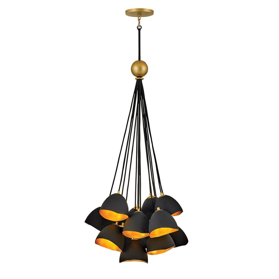 Nula Large Single Tier-Hinkley Lighting-HINKLEY-35906SHB-ChandeliersShell Black with Gold Leaf accents-1-France and Son