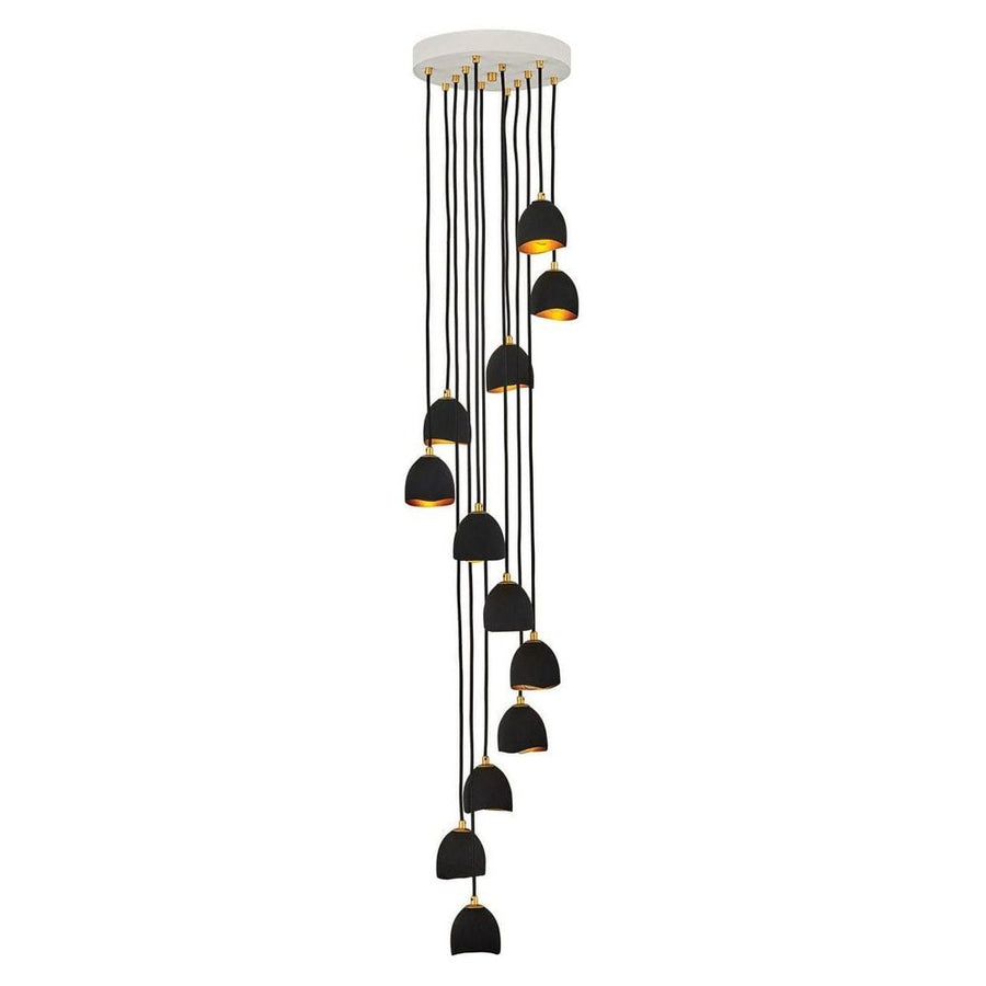 Nula Large Multi Tier-Hinkley Lighting-HINKLEY-35908SHB-ChandeliersShell Black with Gold Leaf accents-2-France and Son
