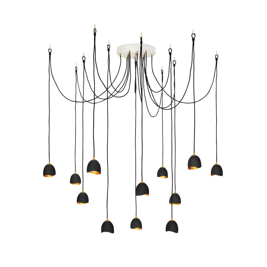 Nula Large Multi Tier-Hinkley Lighting-HINKLEY-35908SHB-ChandeliersShell Black with Gold Leaf accents-1-France and Son