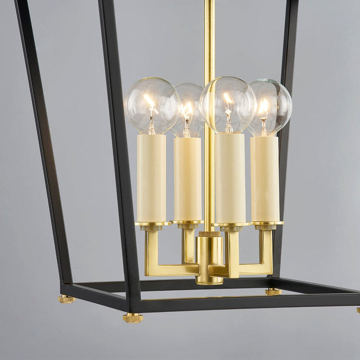 Natick 4 Light Lantern-Hudson Valley-HVL-5119-AGB/SBK-Outdoor Post LanternsAged Brass / Soft Black-5-France and Son