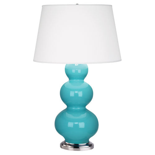Triple Gourd Table Lamp - Antique Silver 32.75"H-Robert Abbey Fine Lighting-ABBEY-362X-Table LampsEgg Blue-10-France and Son