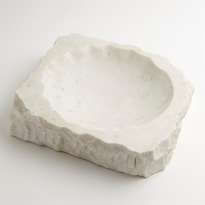 Chiseled Block Bowl-White Marble-Global Views-GVSA-9.93404-Decor-1-France and Son
