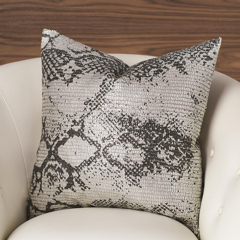 Shimmer Snake Skin Pillow - Silver-Global Views-GVSA-AS9.90002-Pillows-2-France and Son